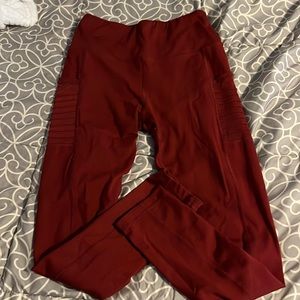 red leggings with pockets